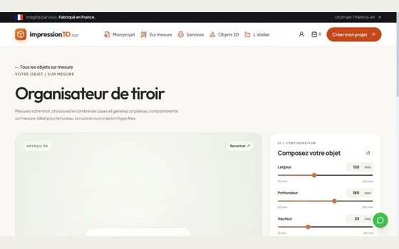 Aperçu : organisateur de tiroir paramétrable