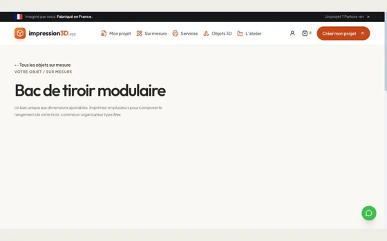 Aperçu : bac de tiroir modulaire