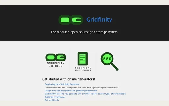 Aperçu : wiki communautaire Gridfinity.xyz
