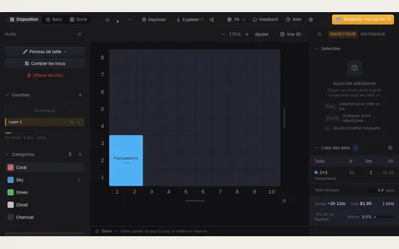 Aperçu : ce lien vers Gridfinity Layout Tool